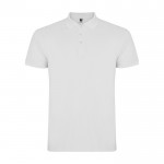 Polo de algodón en punto piqué de hombre en manga corta 200 g/m2 Roly color blanco