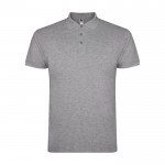 Polo de algodón en punto piqué de hombre en manga corta 200 g/m2 Roly color gris claro jaspeado