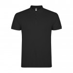 Polo de algodón en punto piqué de hombre en manga corta 200 g/m2 Roly color negro