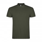 Polo de algodón en punto piqué de hombre en manga corta 200 g/m2 Roly color verde oscuro