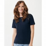 Camiseta de mujer de algodón reciclado slim fit 160 g/m2 Iqoniq color azul marino tercera vista