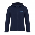 Chaqueta softshell de mujer casual fit 300 g/m2 Iqoniq color azul marino vista con logo