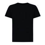 Camiseta de niños de algodón reciclado casual fit 160 g/m2 Iqoniq color negro