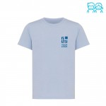 Camiseta de niños de algodón reciclado casual fit 160 g/m2 Iqoniq color azul cian vista de impresión