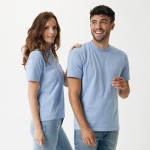 Camiseta unisex de algodón reciclado slim fit 160 g/m2 Iqoniq color azul cian tercera vista