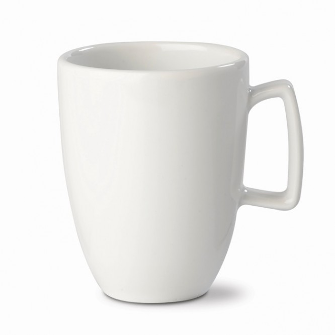 Taza blanca de cerámica con asa rectangular hecha en EU 230ml