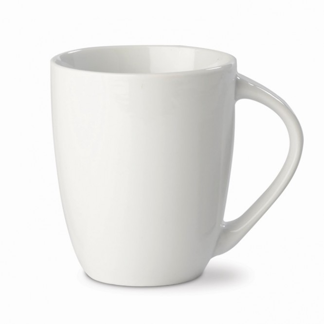 Taza blanca de cerámica con asa triangular hecha en EU 270ml