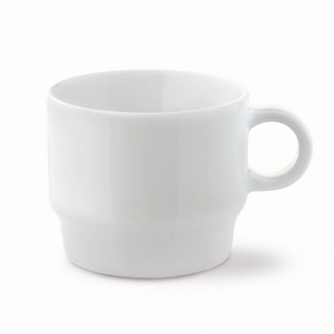 Taza de porcelana blanca con opción apilable hecha en EU 180ml