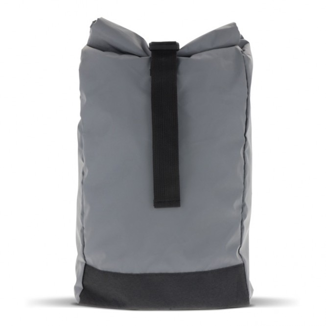 Mochila roll-top de poliéster reflectante con abertura plegable