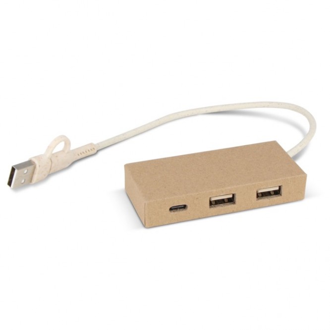 Hub hecho de papel reciclado con 2 entradas USB y uno USB-C