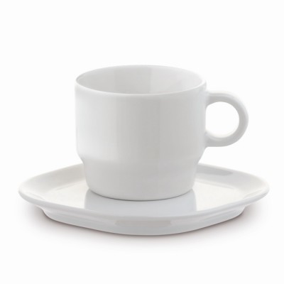 Taza de café apilable con plato rectangular hecho en EU 180ml