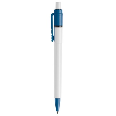 Bolígrafo blanco con detalles a color en la punta y clip hecho en EU