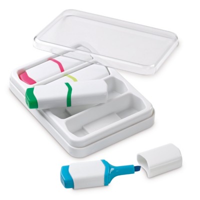 Kit de 4 marcadores mini de distintos colores en caja transparente