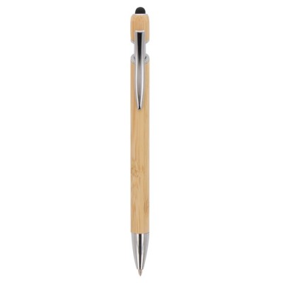 Bolígrafo de bambú ecólogico con mecanismo de pulsador y tinta azul