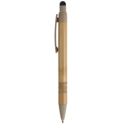 Bolígrafo de bambú y paja de trigo con puntero de color
