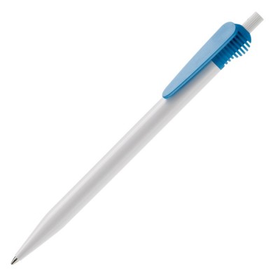 Bolígrafo de plástico blanco con original diseño de clip