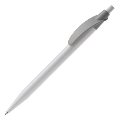 Bolígrafo de plástico blanco con clip arqueado de colores