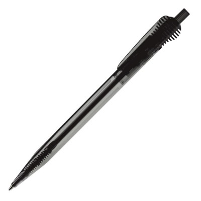 Bolígrafo de plástico transparente con original diseño de clip color negro transparente