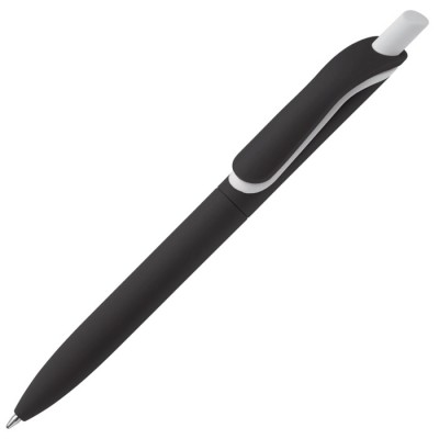 Bolígrafo de plástico reciclado de colores y pulsador blanco