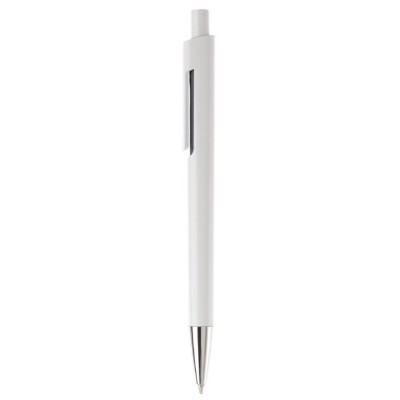 Bolígrafo de plástico blanco con detalles sutiles a color