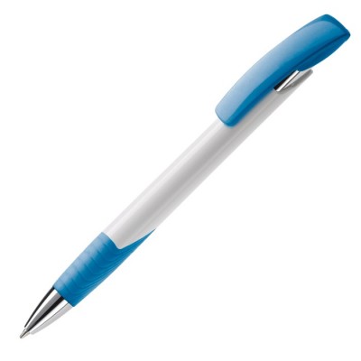 Bolígrafo de plástico y metal con detalles a color hecho en EU color azul claro