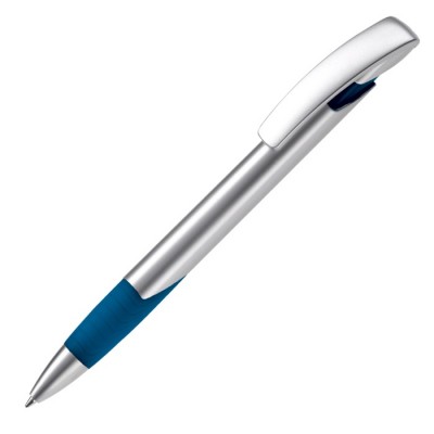 Bolígrafo de metal con empuñadura texturizada hecho en EU color azul oscuro