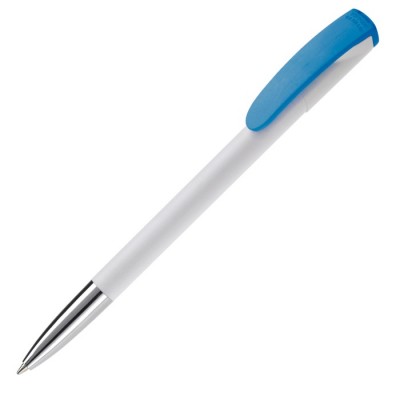 Bolígrafo de plástico con clip a color y punta metalizada