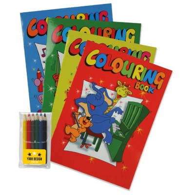 Set de libro para colorear de 8 páginas con 6 lápices de colores color multicolor