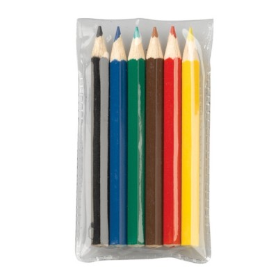 Lápices cortos de colores en estuche transparente personalizable color multicolor segunda vista