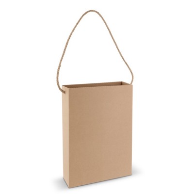 Bolsa vertical de cartón con asa larga de yute hecha en EU