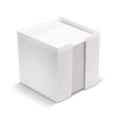 Cubo de 800 hojas blancas para notas en caja de plástico 10x10x10cm