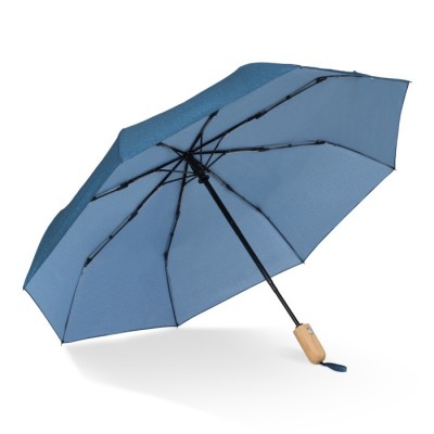 Paraguas plegable de RPET con mango de madera Ø94