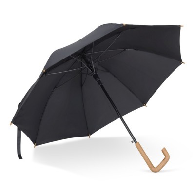 Paraguas de RPET con mango de madera de peculiar diseño Ø103