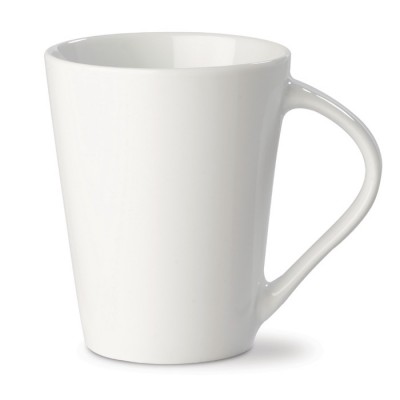 Taza de porcelana blanca con asa triangular de 270ml