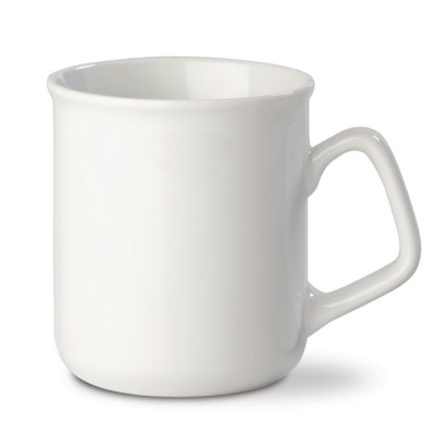 Taza de porcelana blanca con borde redondo y capacidad de 280ml