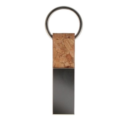 Llavero rectangular de corcho y metal para personalizar