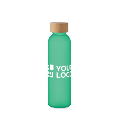 Botella agua reutilizable cristal con tapa de bambú 500ml PERSONALIZABLE -  BAJO PEDIDO